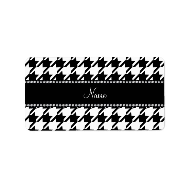 Personalised name white houndstooth label (Front)