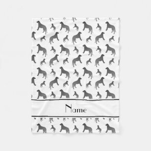 Personalised name white Irish wolfhound dogs Fleece Blanket