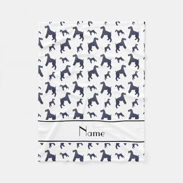 Personalised name white Kerry Blue Terrier dogs Fleece Blanket (Front)