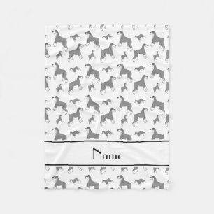 Personalised name white Miniature Schnauzer dogs Fleece Blanket