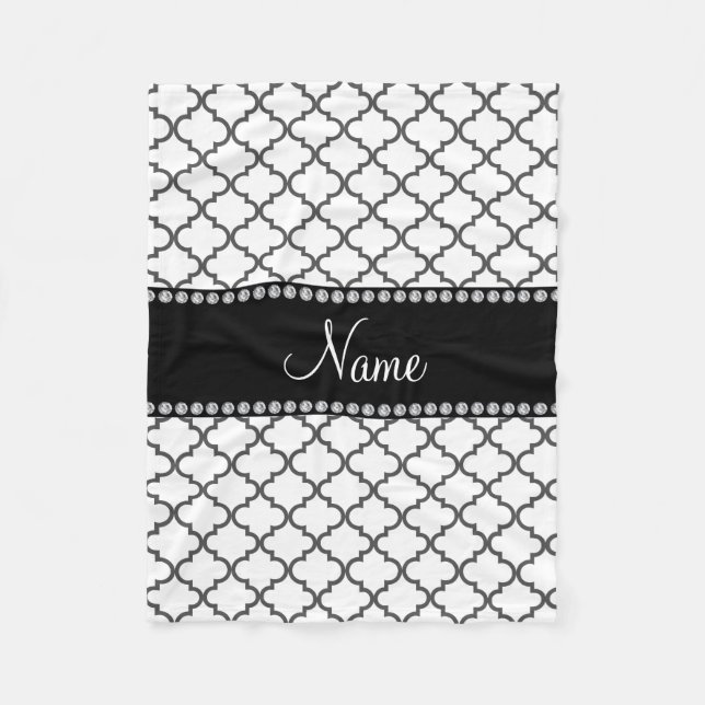 Personalised name White moroccan Fleece Blanket (Front)