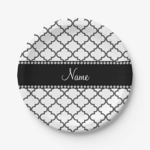 Personalised name White moroccan Paper Plate