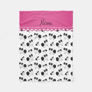 Personalised name white Papillon dogs Fleece Blanket