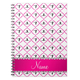 Personalised name white pink moroccan gymnastics notebook