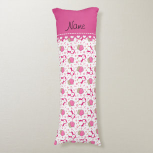 Personalised name white pink penguins cupcakes body cushion