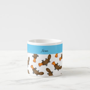 Personalised name white platypus pattern espresso cup