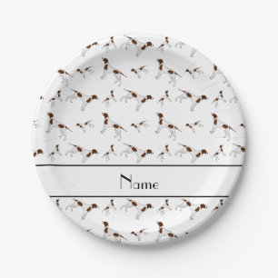 Personalised name white Pointer dogs Paper Plate