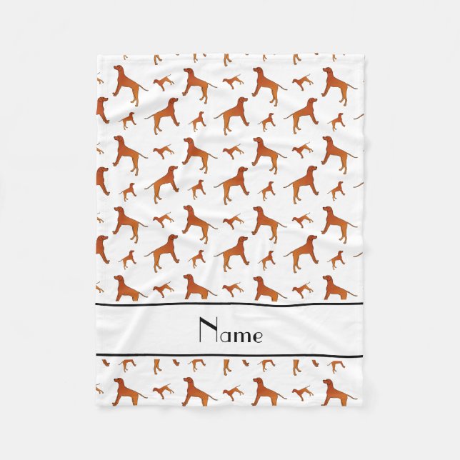 Personalised name white Rhodesian ridgeback dogs Fleece Blanket (Front)