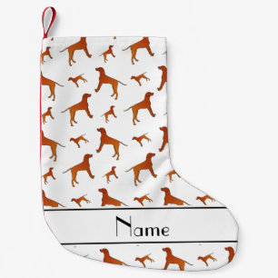 Personalised name white Rhodesian ridgeback dogs Small Christmas Stocking