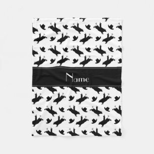 Personalised name white rodeo bull riding pattern fleece blanket