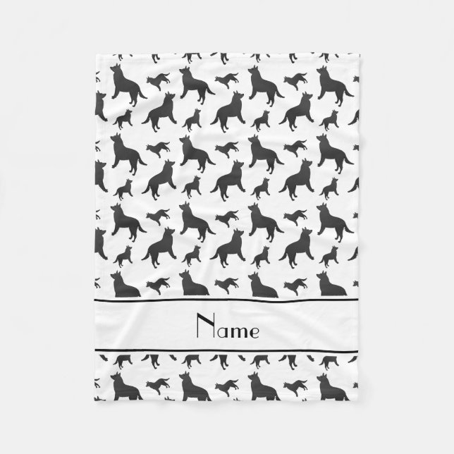 Personalised name white Schipperke dogs Fleece Blanket (Front)