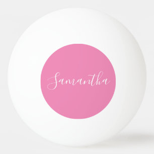Personalised Name White Script On Pink Ping Pong Ball
