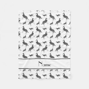 Personalised name white siberian husky dogs fleece blanket