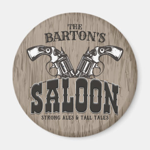 Personalised NAME Wild West Gun Revolver Saloon Magnet