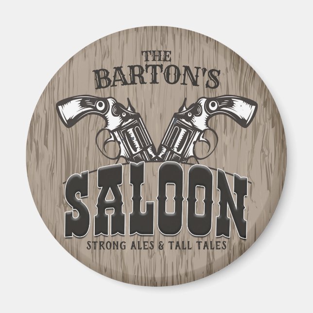 Personalised NAME Wild West Gun Revolver Saloon Magnet (Front)
