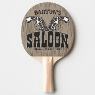 Personalised NAME Wild West Gun Revolver Saloon Ping Pong Paddle