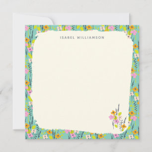 Personalised Name Wildflower Floral Garden Green Card