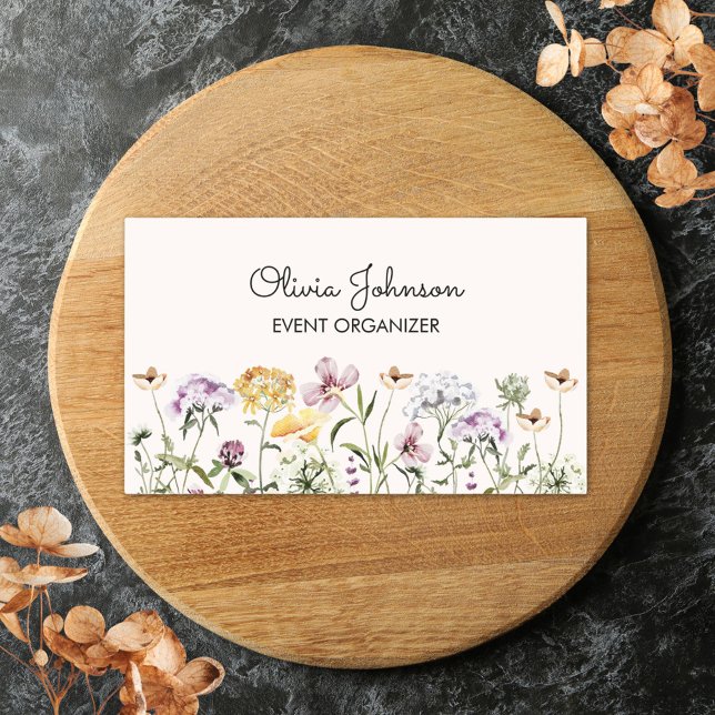 Personalised Name Wildflower Garden Floral Rectangular Sticker (Close up)