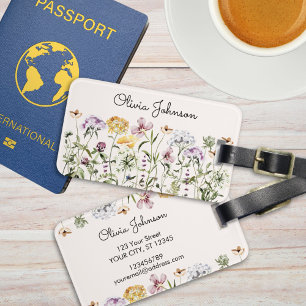 Personalised Name Wildflower Garden Luggage Tag