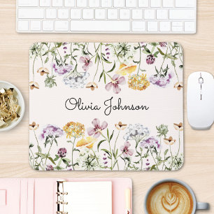 Personalised Name Wildflower Garden Mouse Pad