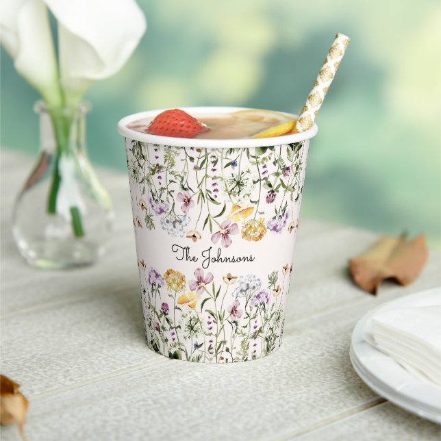 Personalised Name Wildflower Garden Paper Cups (Insitu)