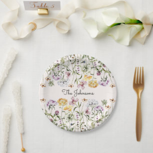 Personalised Name Wildflower Garden Paper Plate