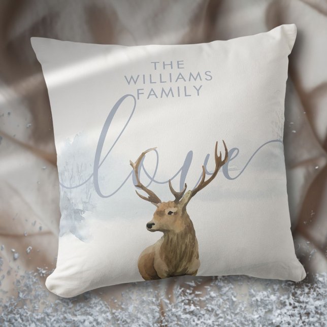 Personalised Name Winter Stag Christmas Cushion (Creator Uploaded)