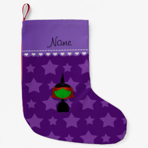 Personalised name witch purple stars small christmas stocking