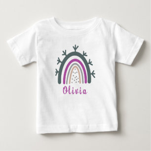Personalised Name with Cute Boho Rainbow  Baby T-Shirt