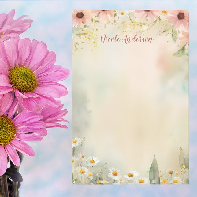 Personalised Name with Daisy Flower Watercolor Post-it Notes (Creator Uploaded)