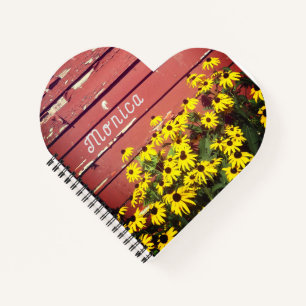 Personalised Name with Rustic Wood & Flowers Notebook