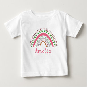 Personalised Name with Whimsical Boho Rainbow  Baby T-Shirt