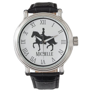 Personalised Name withe and black Horse  Watch