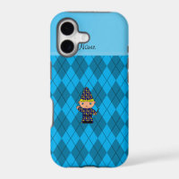 Personalised name wizard sky blue argyle