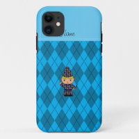 Personalised name wizard sky blue argyle
