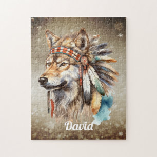 Personalised name Wolf Jigsaw Puzzle