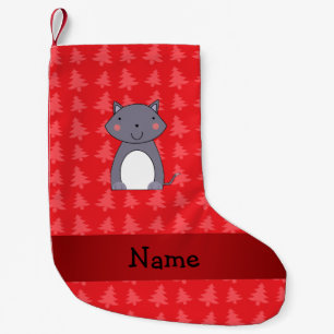 Personalised name wolf red christmas trees small christmas stocking
