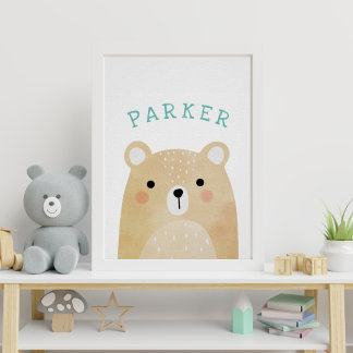 Personalised Name Woodland Art Print | Nursery Art