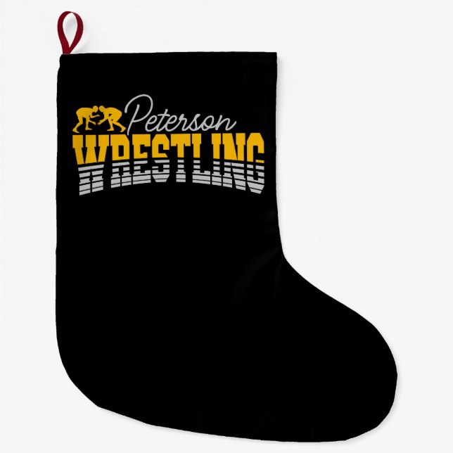 Personalised NAME Wrestling School Team Wrestler Large Christmas Stocking (Front)