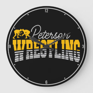 Personalised NAME Wrestling School Team Wrestler  Large Clock