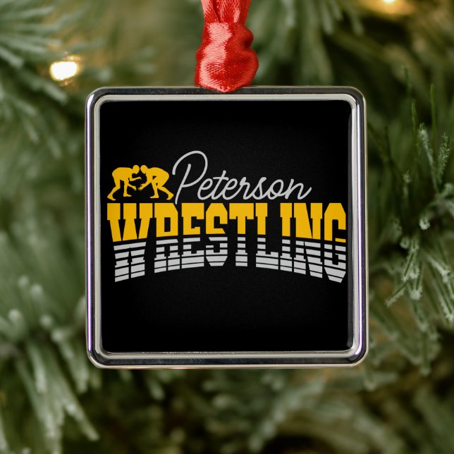 Personalised NAME Wrestling School Team Wrestler  Metal Ornament (Tree)