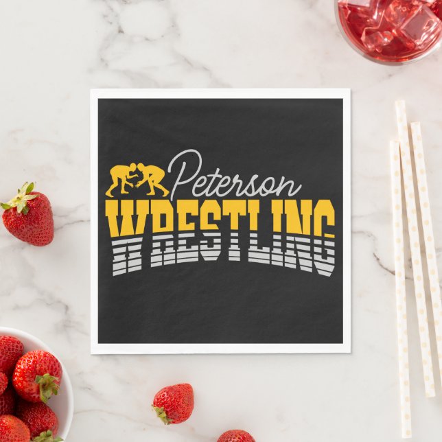 Personalised NAME Wrestling School Team Wrestler  Napkin (Insitu)