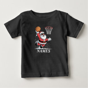 Personalised Name Xmas Santa Dunking Basketball Baby T-Shirt
