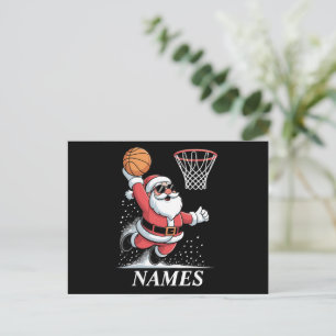 Personalised Name Xmas Santa Dunking Basketball Holiday Postcard