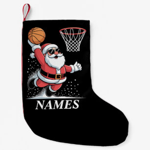 Personalised Name Xmas Santa Dunking Basketball Small Christmas Stocking