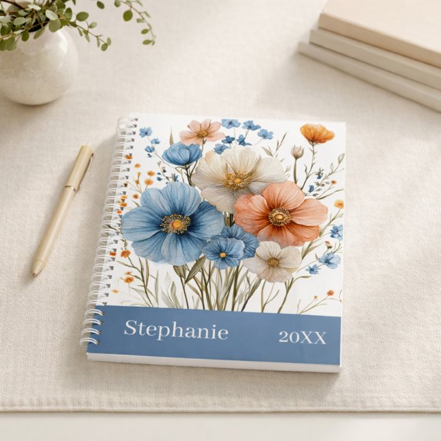 Personalised Name & Year Blue Wildflower Planner (Creator Uploaded)
