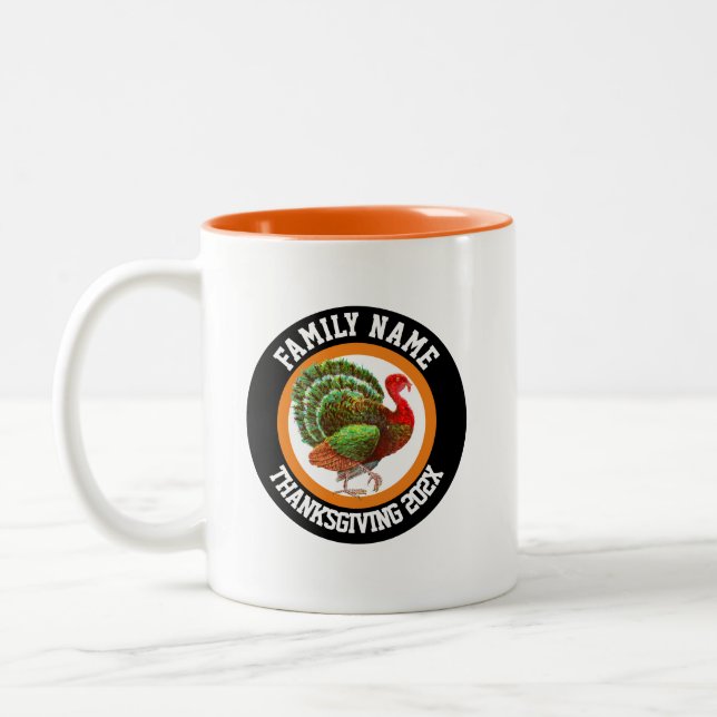 Personalised Name Year Keepsake Thanksgiving Two-Tone Coffee Mug (Left)