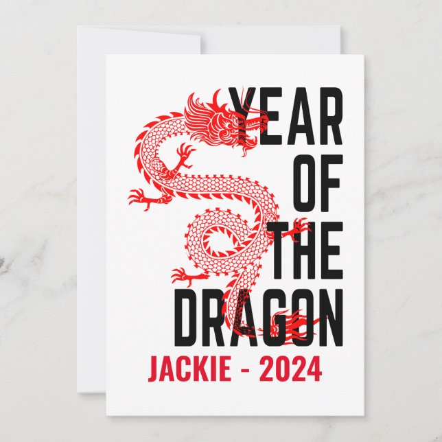 Personalised Name Year of the Dragon Birth Year  Invitation (Front)