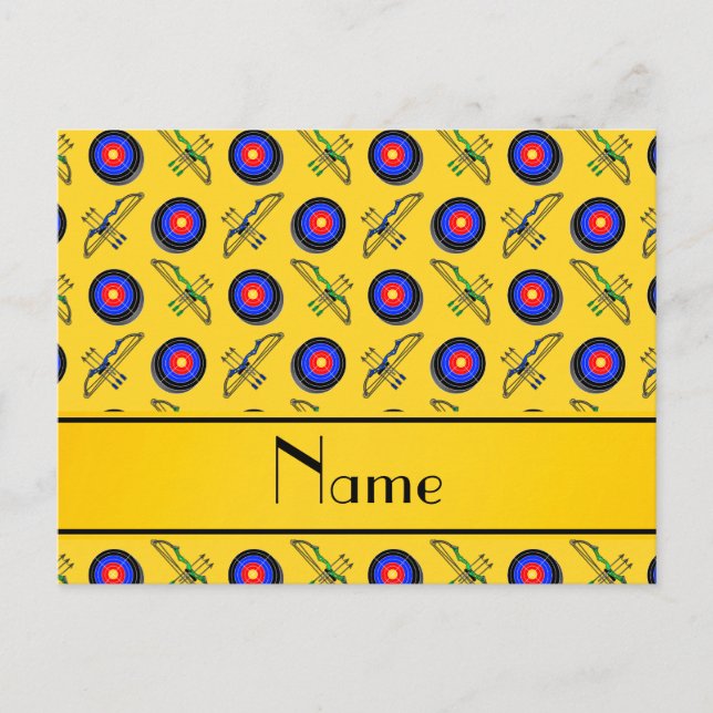 Personalised name yellow archery postcard (Front)