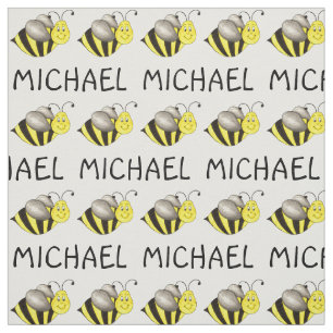 Personalised Name Yellow Bee Bumblebee Honeybee Fabric